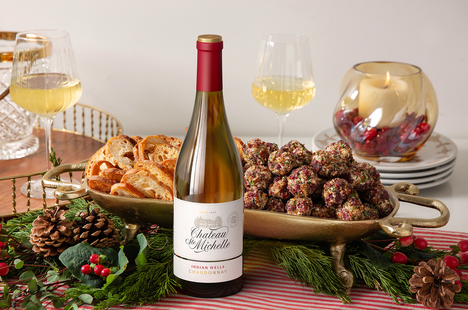 Food and wine on a table