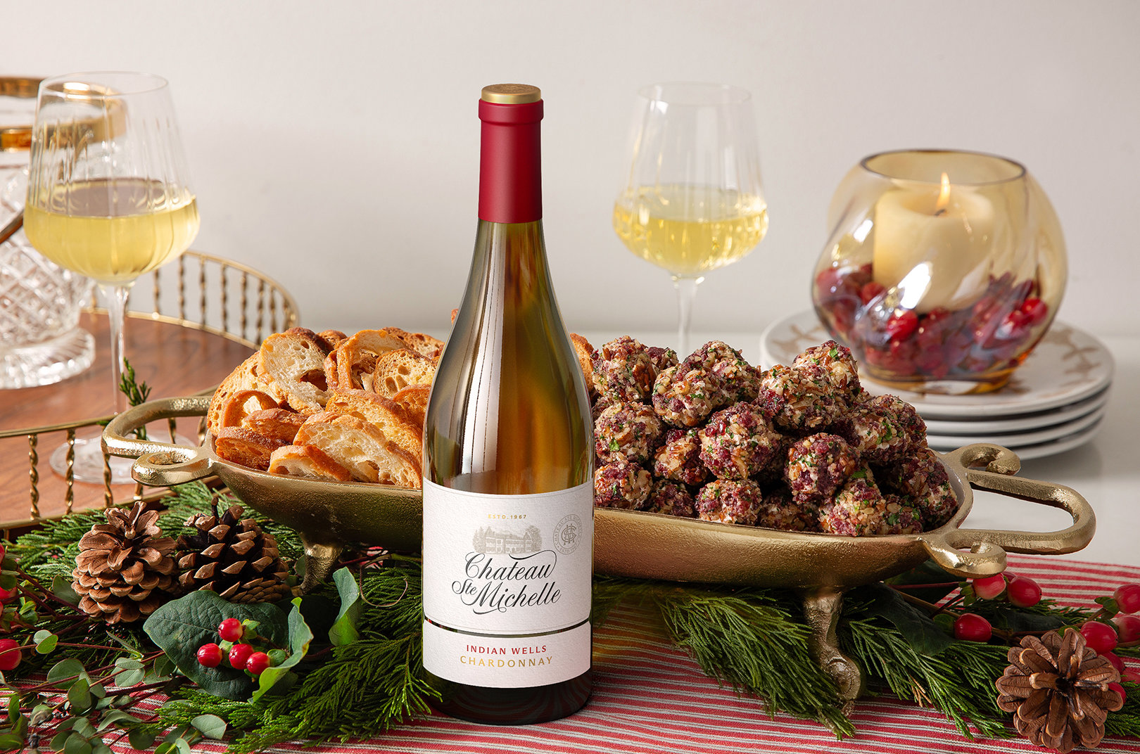 Food and wine on a table