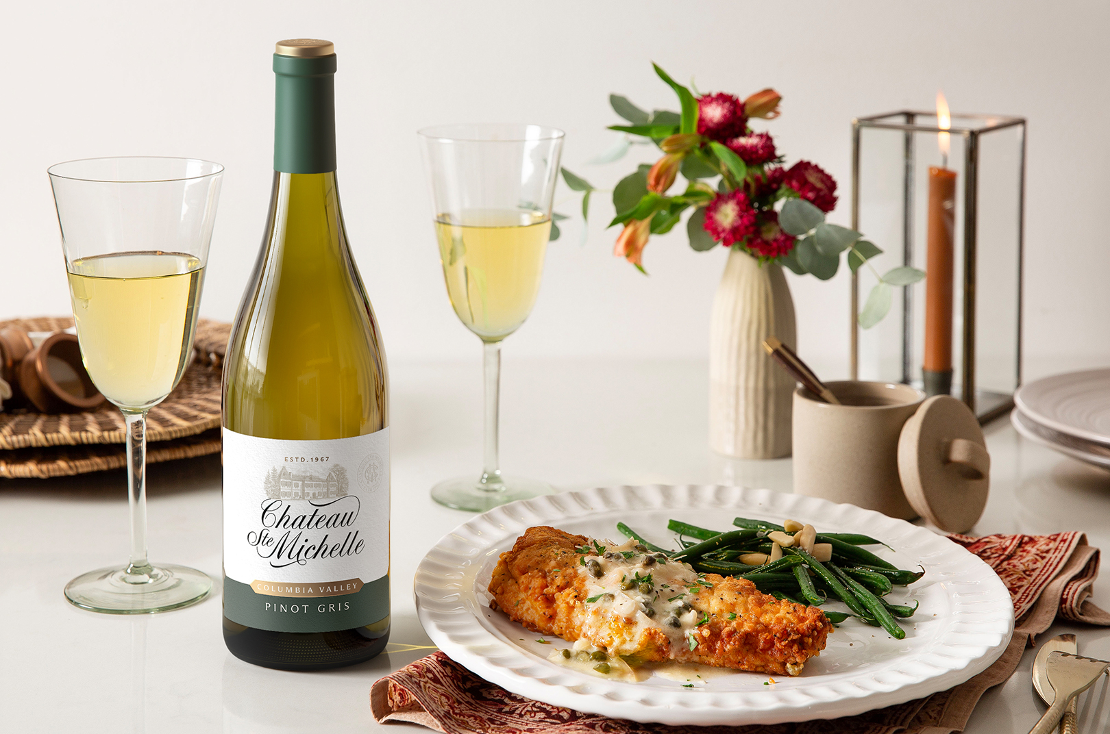 Food and wine on a table