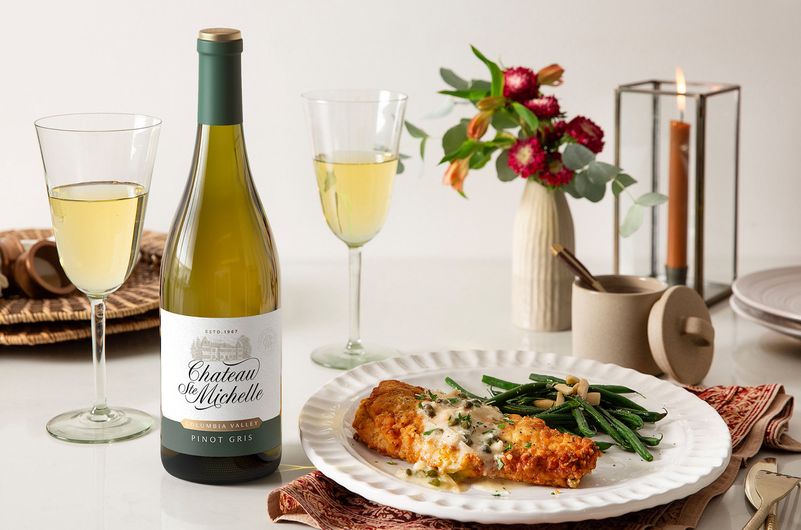 Food and wine on a table