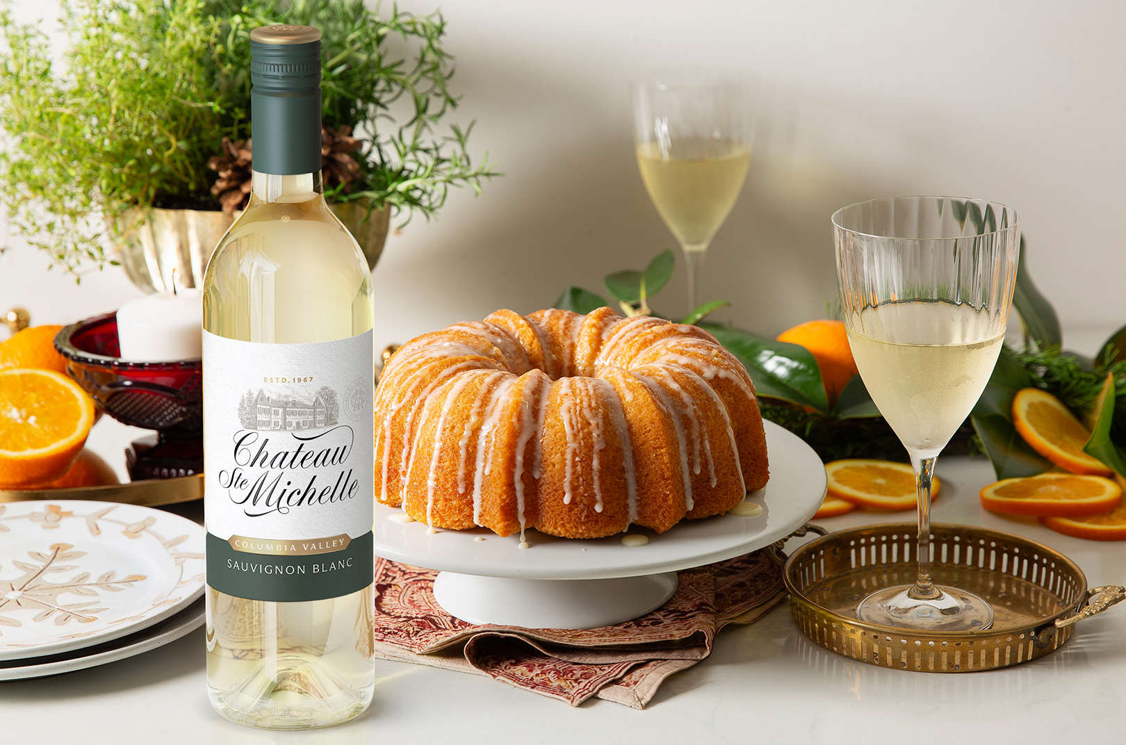 Food and wine on a table