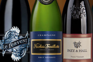 Bottles of Tenet, Champagne Nicolas Feuillatte and Patz & Hall wines