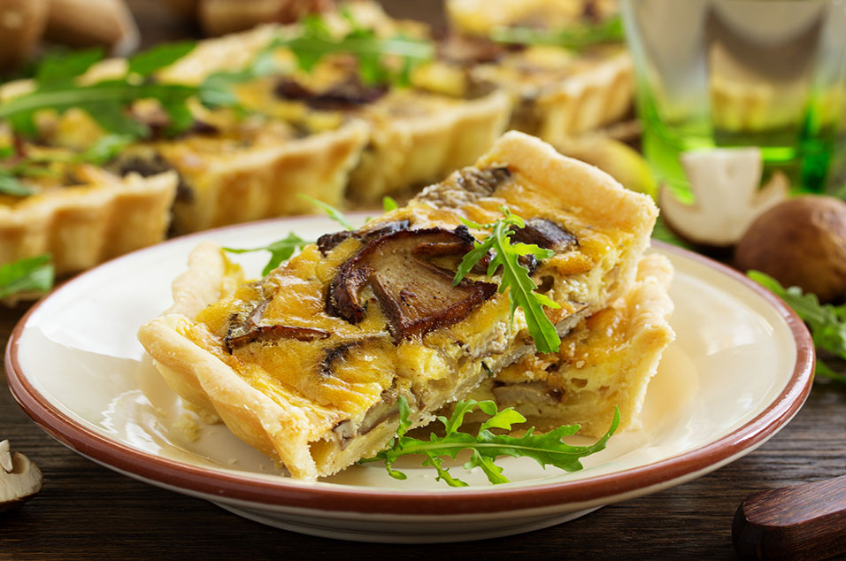 Mushroom tart on a plate
