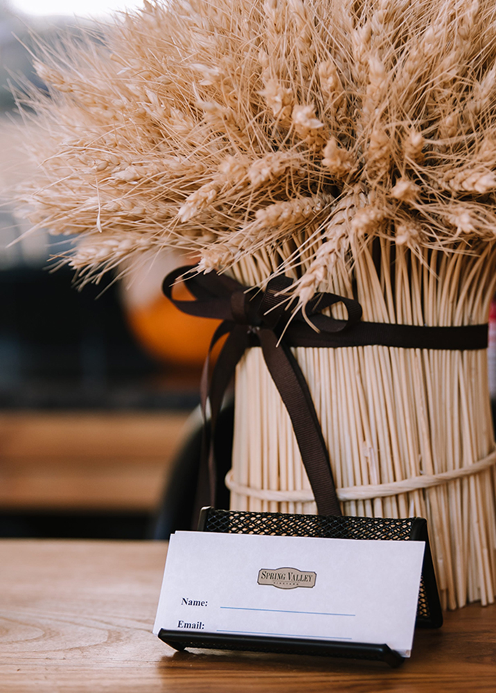 Bundle of wheat on a table