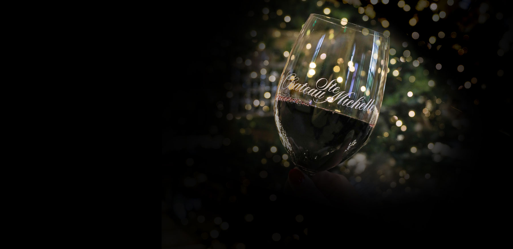 Wine glass in front of a tree