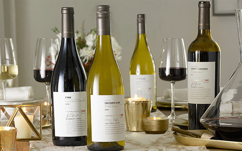Bottles of Limited Release wines on a table