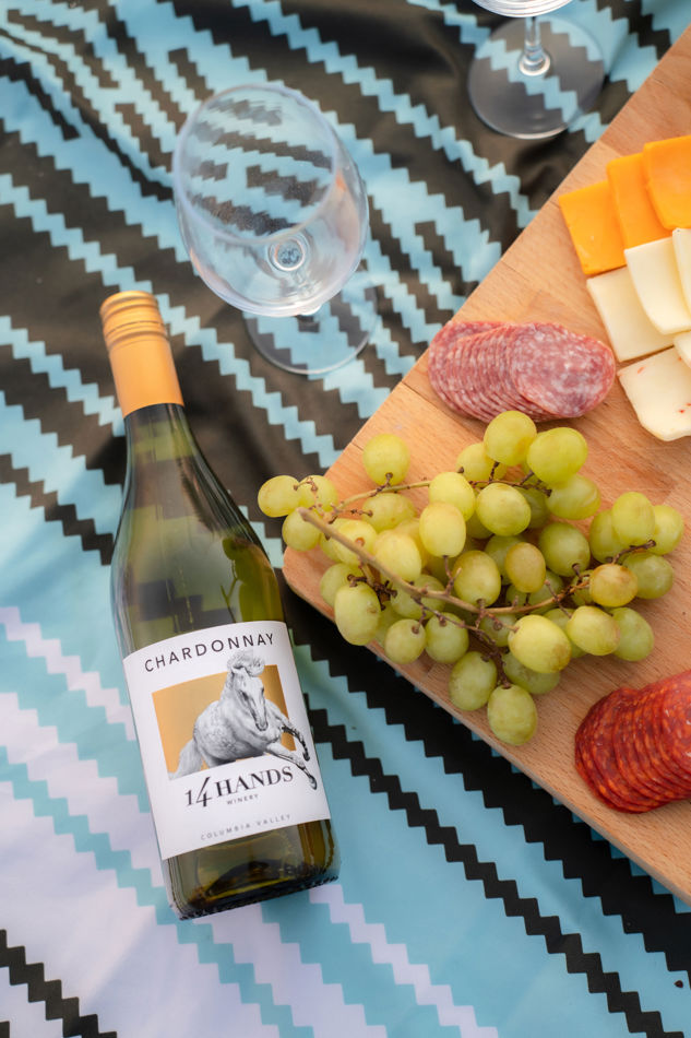 Picnic with a bottle of 14 Hands Chardonnay