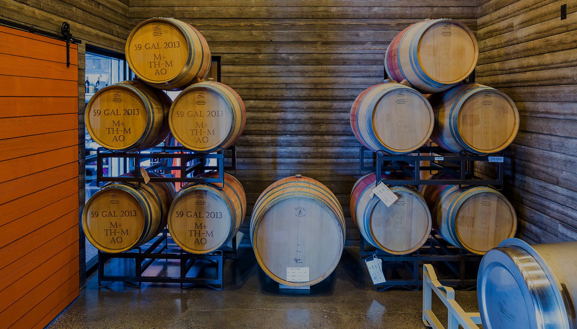 Wine barrels at 14 Hands