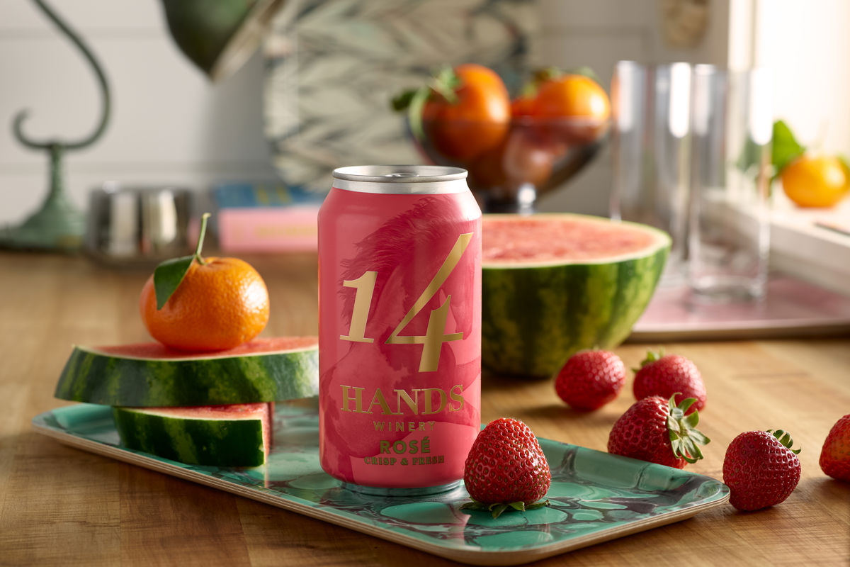 Can of Rosé with fruit