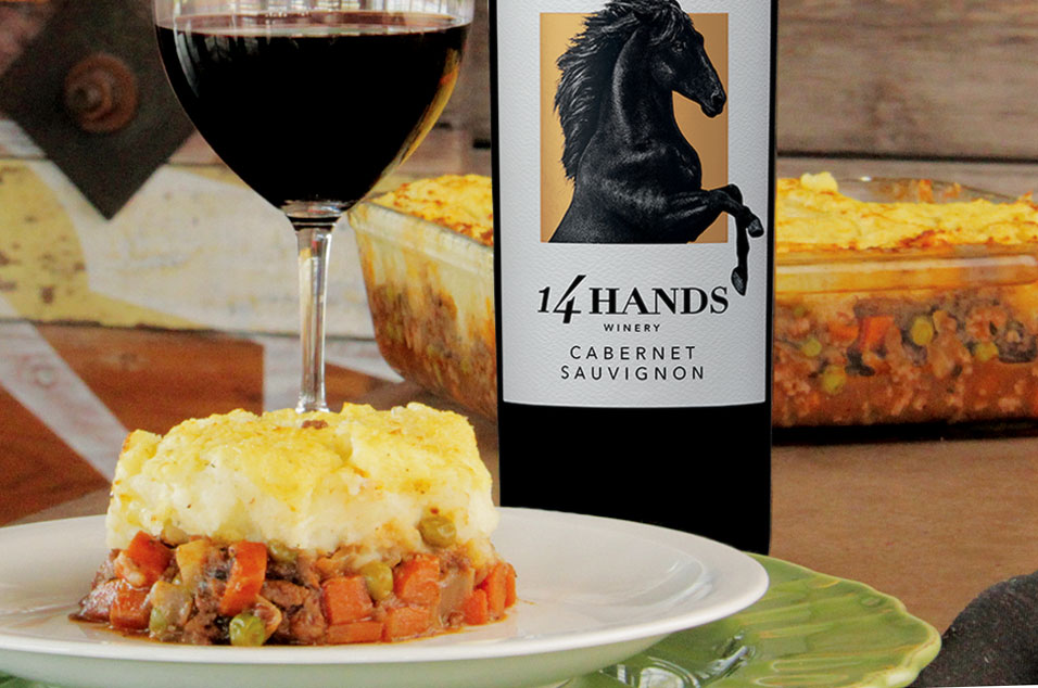Shepherd's Pie with a bottle of Cabernet Sauvignon
