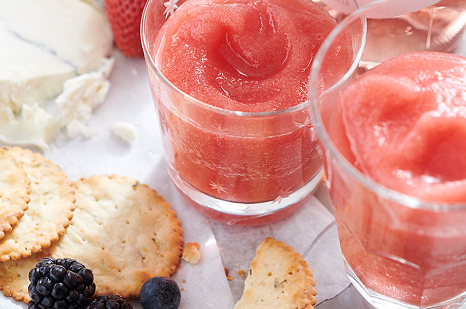 Glasses of Frosé with crackers and cheese