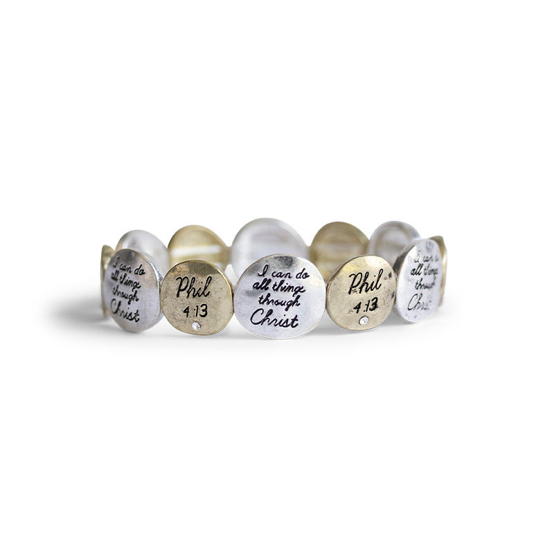 Silver And Gold Bible Verse Stretch Bracelet Phil. 4:13