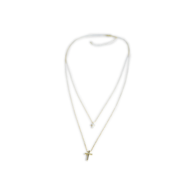 DOUBLE CROSS NECKLACE GOLD