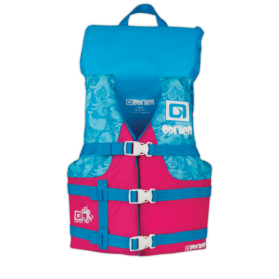 O'Brien Youth Nylon Life Jacket w/ Collar - Pink | O'Brien Watersports