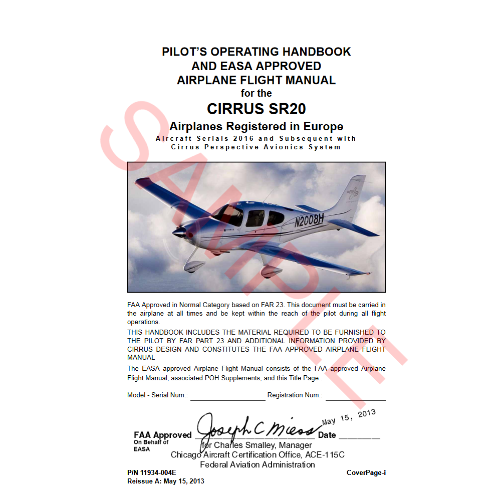SR20 EASA POH (11934004E, Perspective) Cirrus Store