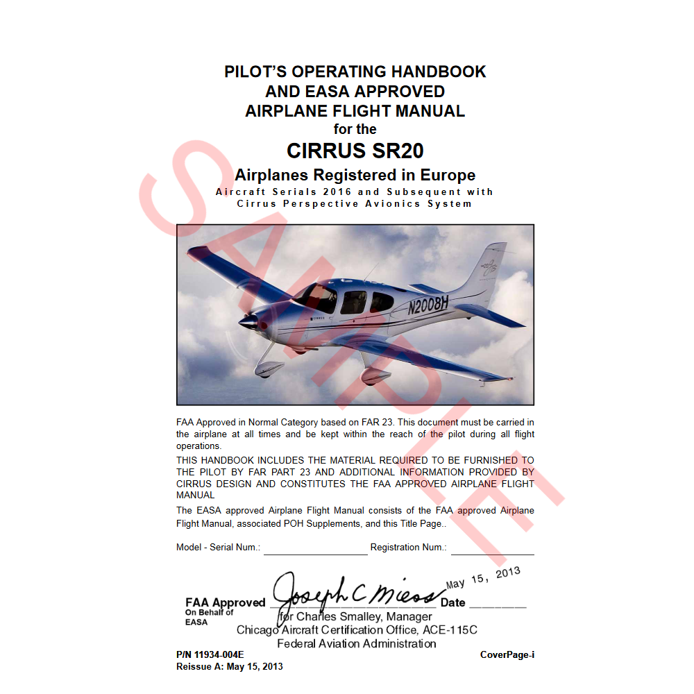 SR20 EASA POH (11934-004E, Perspective) | Cirrus Store