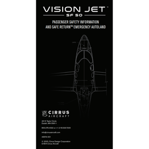 Vision Jet Passenger Safety & Safe Return Card (49574-001)