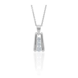 Three Diamond Silver Encased Drop Pendant