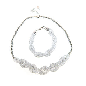 Woven Pearl Necklace and Bracelet