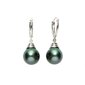 Green Pearl Drop Earrings