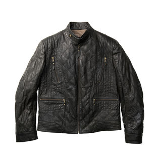 Black Leather Quilted Jacket