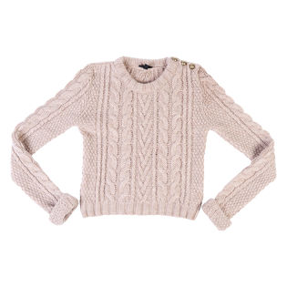 Button-accent Cable-knit Sweater