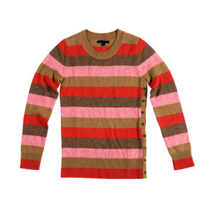 Button-accent Striped Sweater
