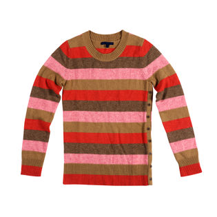 Button-accent Striped Sweater