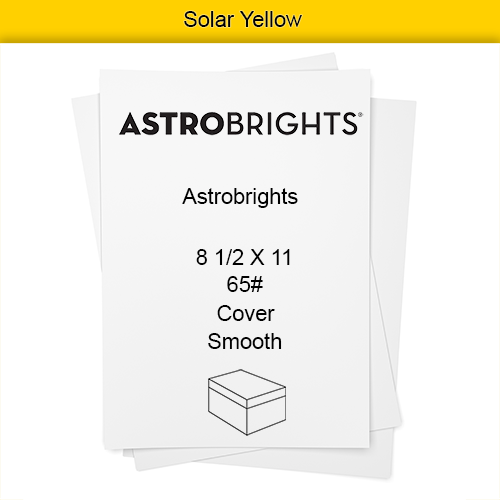 8 1/2 X 11 65# 23.36M 9.4 PT Solar Yellow Astrobrights Smooth Cover CT 250/PK 2000/CT