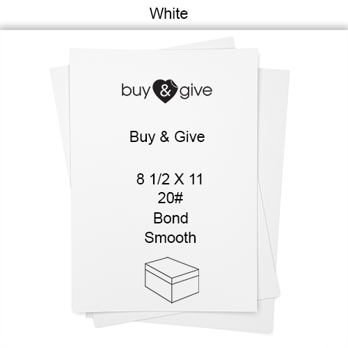 8 1/2 X 11 20# 10M  White Smooth Buy & Give - Bond CT  5000 SH/CT