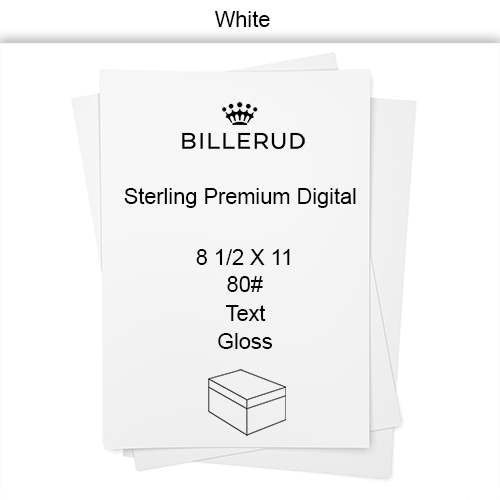 8 1/2 X 11 80# 16M 3.5 PT White Sterling Premium Digital Gloss Text CT 3000/CT