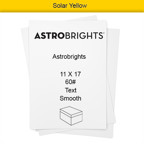 11 X 17 60# 23.62M 4.8 PT Solar Yellow Astrobrights Smooth Text CT 500/PK 2500/CT