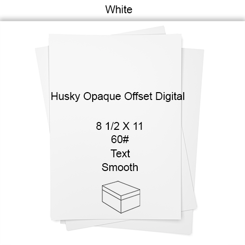 8 1/2 X 11 60# 11.81M 4.6 PT White Smooth Husky Opaque Offset Digital 0 Text CT