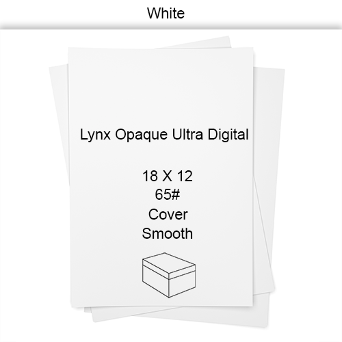 18 X 12 65# 54M 8.8 PT White Smooth Lynx Opaque Ultra Digital - Cover CT  650 SH/CTN BULK - Full CTN Only