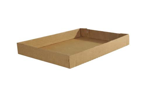 13 1/2 x 9 1/4 x 3 32-ECT B-Flute Millcraft 24pk Sleek White Corrugated Trays 100/BD