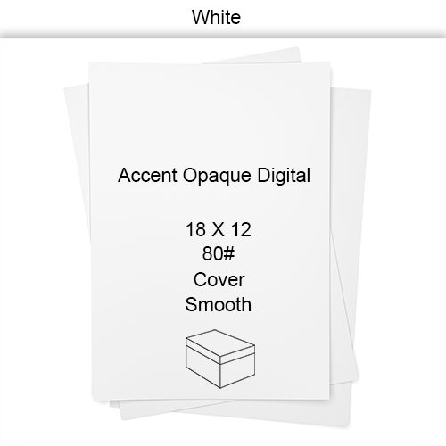 18 X 12 80# 66.46M 11 PT White Smooth Accent Opaque Digital - Cover CT