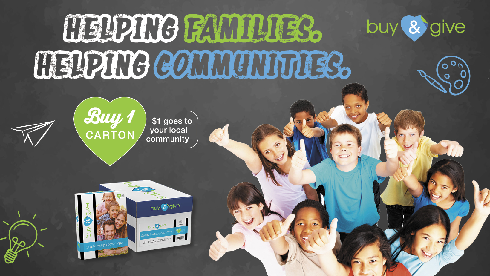 Decorative image of buy & give kids.