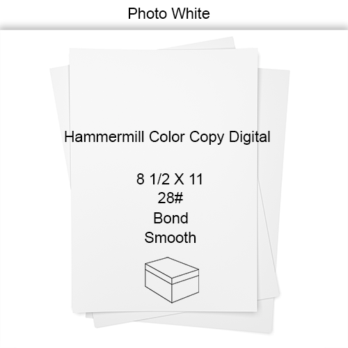 8 1/2 X 11 28# 14M 4.7 PT Photo White Smooth Hammermill Color Copy Digital 0 Bond CT