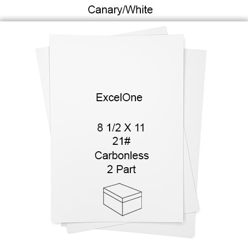 8 1/2 x 11 21# 10.6M - Canary/White 2 Part ExcelOne  Carbonless CT