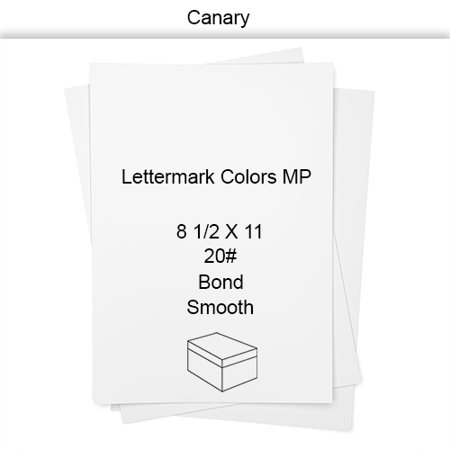 8 1/2 X 11 20# 10M 4 PT Canary Smooth Lettermark Colors MP  Bond CT