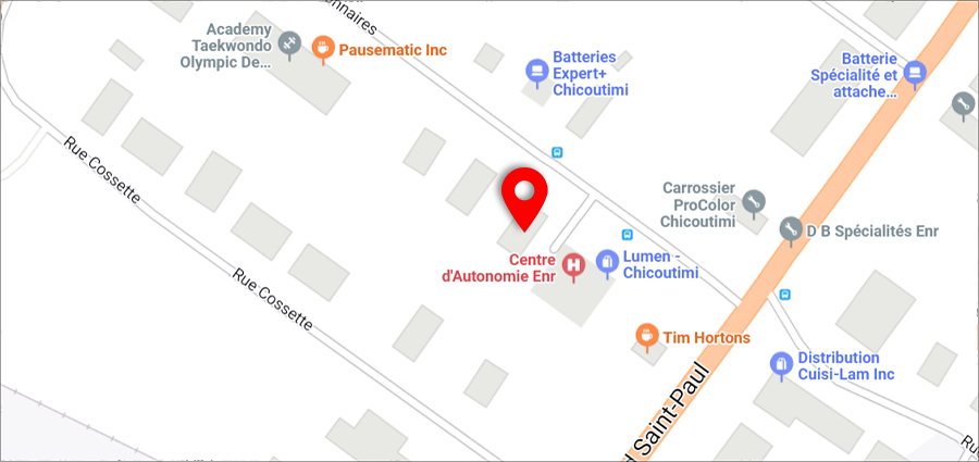Map of Saguenay-Lac-Saint-Jean branch