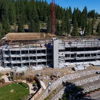 Construction site of large building