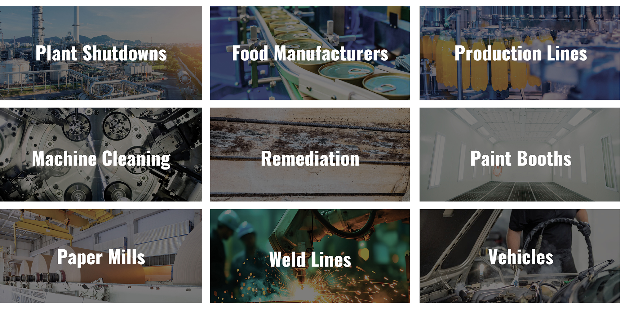 Dry ice blasting industry applications grid