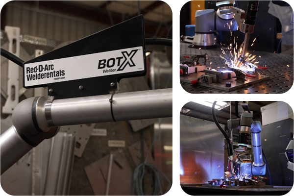 Collage of BotX cobot welding system in action