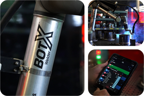 Collage of the BotX cobot welding system