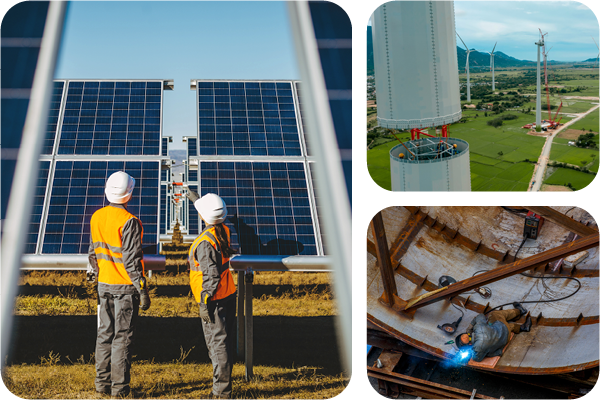 Collage of images representing the clean technology industry