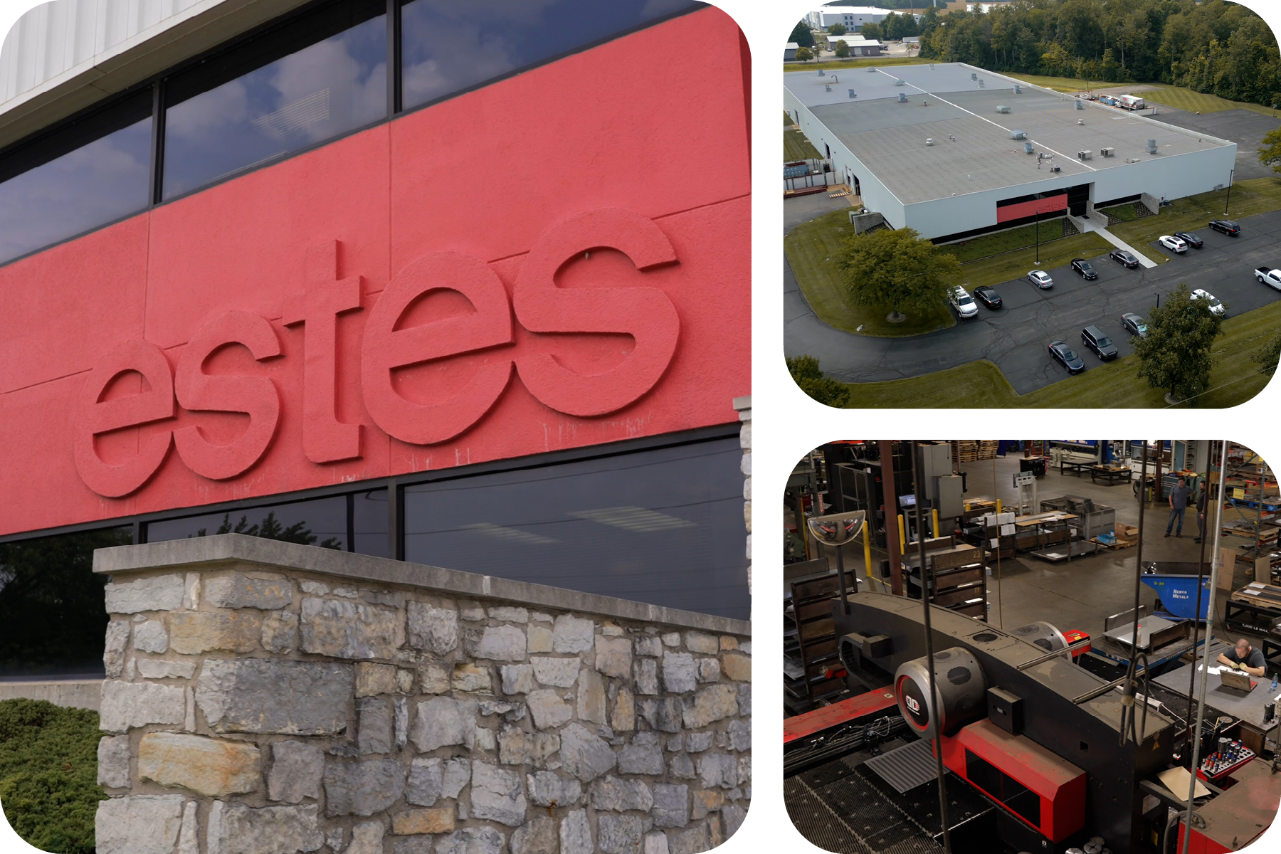 Collage d'une propriété et d'une installation d'une entreprise de fabrication