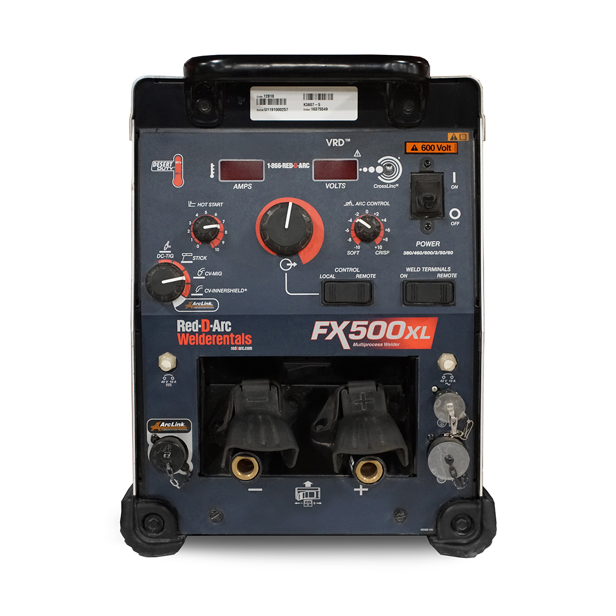 Front of FX500XL Multi Process Welder.