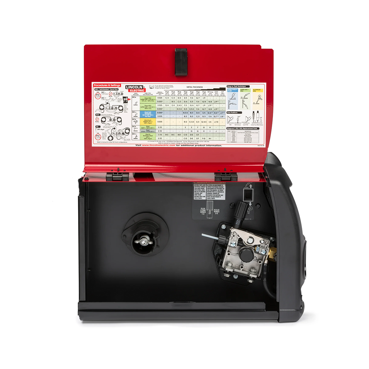 Side of Lincoln Power MIG 140MP Welder.