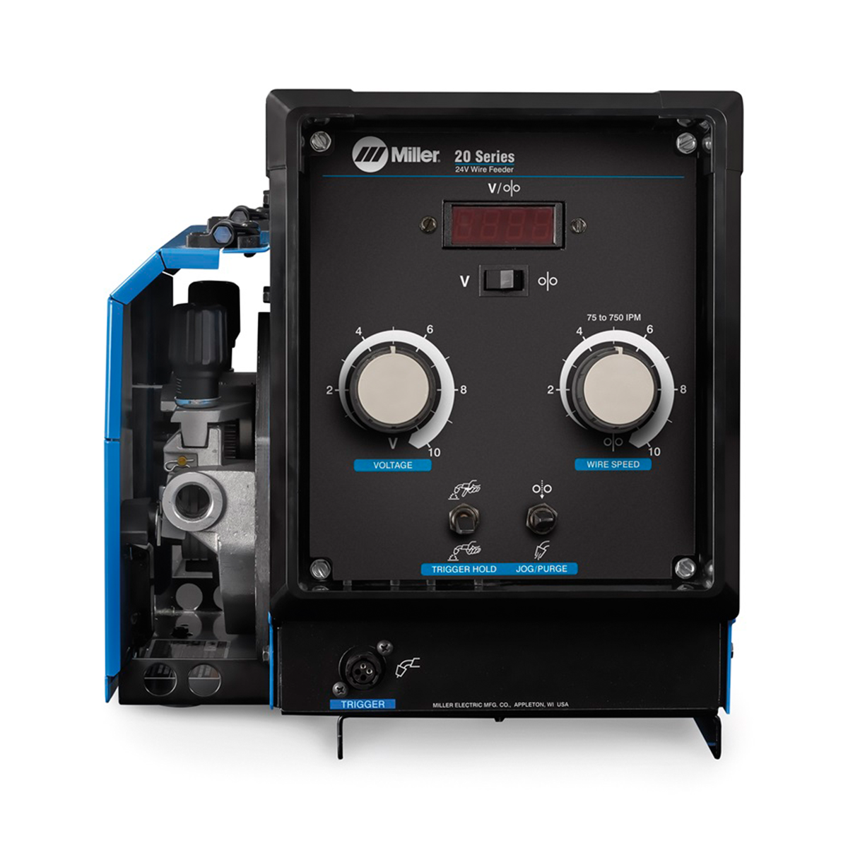 Front of Miller 20 Series Bench Wire Feeder.